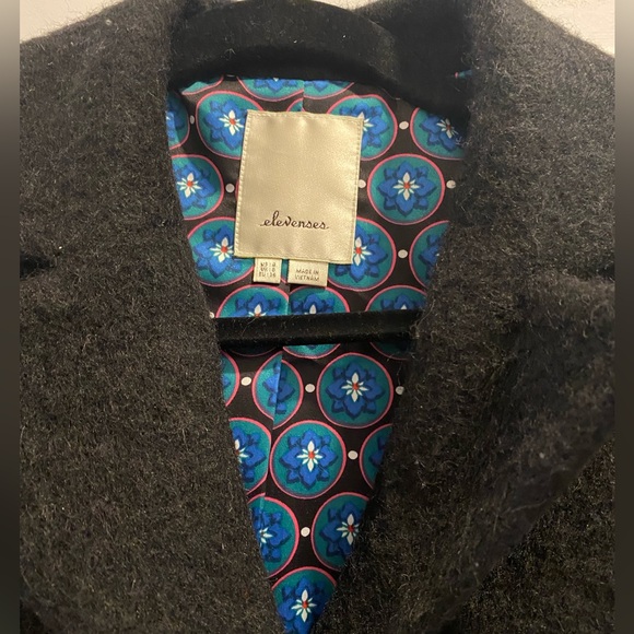 Anthropologie Elevenses RARE Black White Wool Blend Coat - Picture 2 of 5